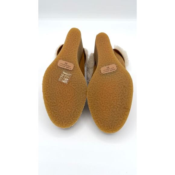 Isabel Marant Takita Tan Brown Suede Shearling Wedge Mule Heels Size 38 NWOB - Picture 12 of 14